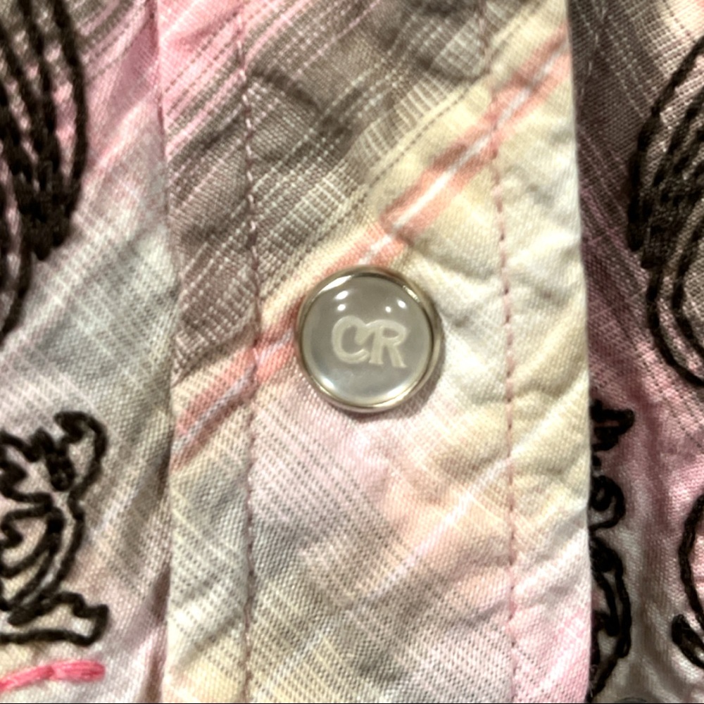 Country Royalty Snap front embroidered with rhinestones cotton shirt Medium - Picture 9 of 9